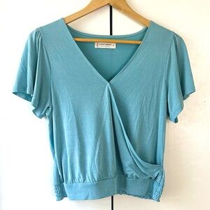 Lucky Brand Robin’s Egg Blue Wrap Top Size XS